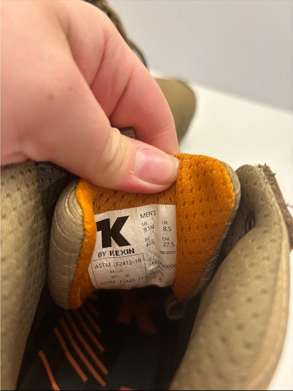 Kexin Men's Tan Work Safety Boots Lace Up Ankle Boots